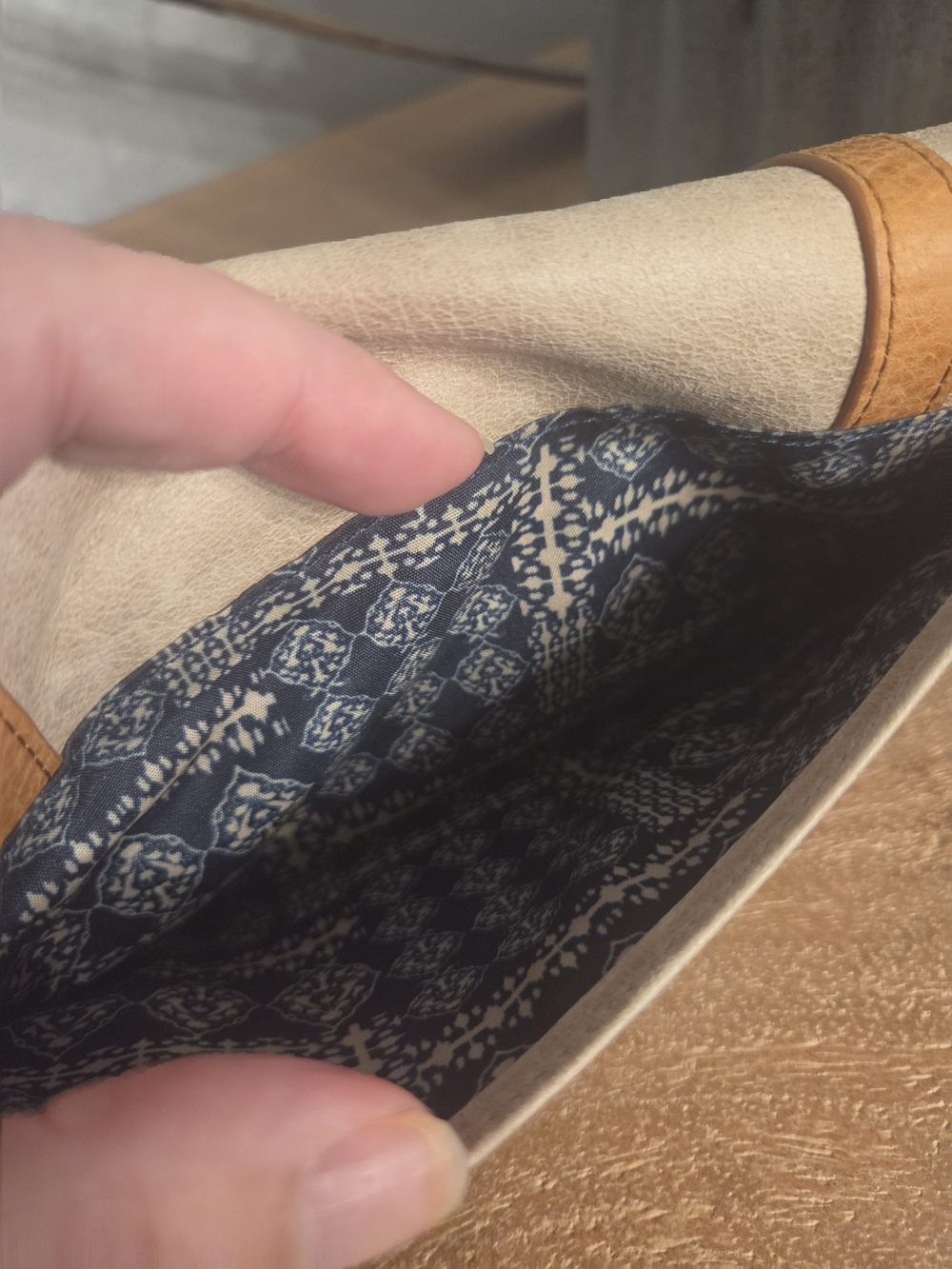 Lucky Brand Beige Suede Wallet with Tan Strap Rings - Picture 10 of 10